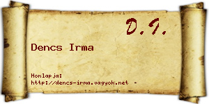 Dencs Irma névjegykártya